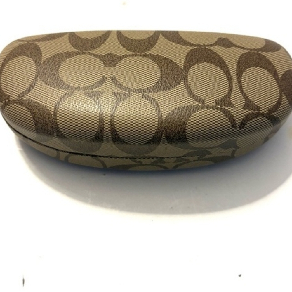 Coach Signature C Logo Hardshell Brown & Tan Clamshell Sunglass Eyeglass Case